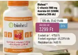 Pingvin Patika Bioheal c-vitamin 1100 mg acerola+d3 2200ne tabletta ajánlat