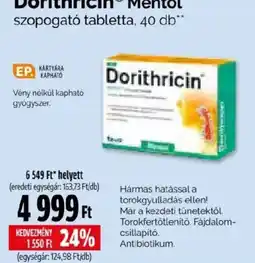 Pingvin Patika Dorithricin mentol szopogató tabletta ajánlat