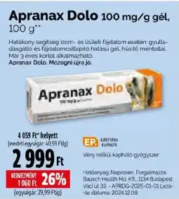 Pingvin Patika Apranax Dolo 100 mg/g gel ajánlat