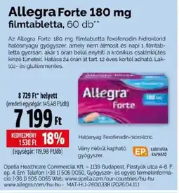 Pingvin Patika Allegra Forte 180 mg filmtabletta ajánlat
