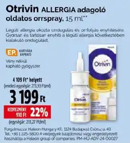 Pingvin Patika Otrivin allergia adagoló oldatos orrspray ajánlat