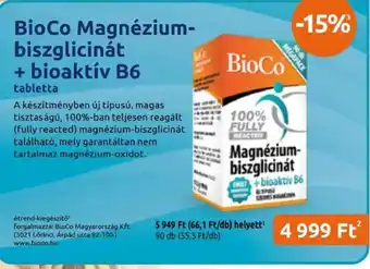 BioCo magnézium-biszglicinát + bioaktív B6 tabletta