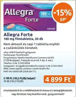 Benu Gyógyszertárak Allegra Forte ajánlat