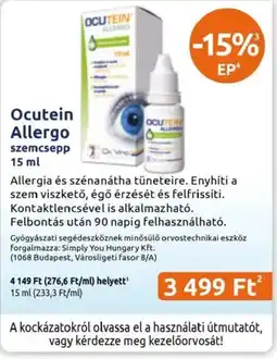 Benu Gyógyszertárak Ocutein Allergo szemcsepp ajánlat