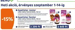 Benu Gyógyszertárak Apetister junior oldat ajánlat