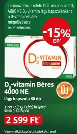 Benu Gyógyszertárak D3-vitamin Béres ajánlat