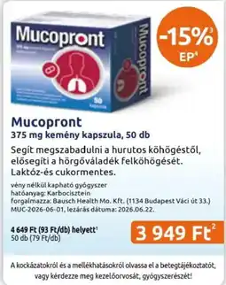 Benu Gyógyszertárak Mucopront ajánlat