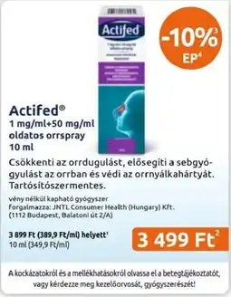 Benu Gyógyszertárak Actifed oldatos orrspray ajánlat