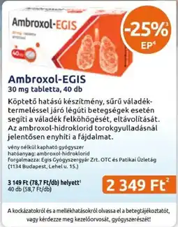 Benu Gyógyszertárak Ambroxol-egis ajánlat