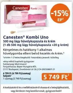 Benu Gyógyszertárak Canesten kombi uno ajánlat