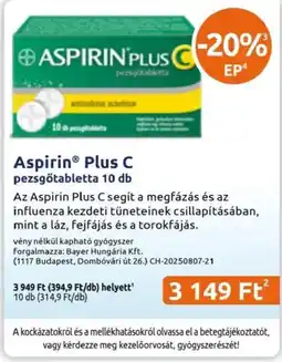Benu Gyógyszertárak aspirin plus c ajánlat