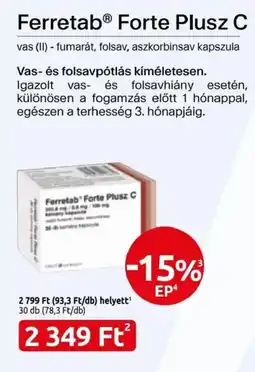 Benu Gyógyszertárak Ferretab forte plusz c ajánlat