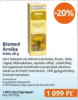 Benu Gyógyszertárak Biomed Árnikakrém ajánlat