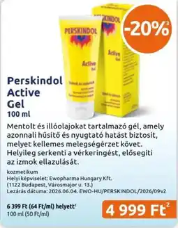 Benu Gyógyszertárak Perskindol Active Gel ajánlat