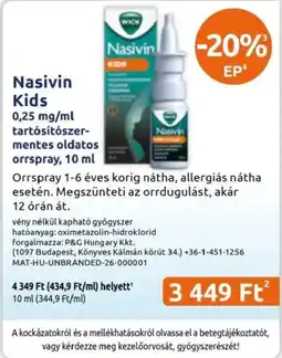 Benu Gyógyszertárak Nasivin kids ajánlat