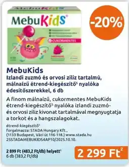 Benu Gyógyszertárak MebuKids ajánlat