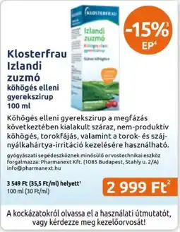 Benu Gyógyszertárak Klosterfrau izlandi zuzmó ajánlat