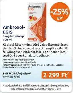 Benu Gyógyszertárak Ambroxol-EGIS ajánlat