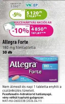 Kulcs Patika Allegra Forte ajánlat