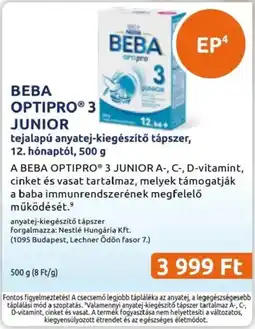 Benu Gyógyszertárak Beba optipro 3 junior ajánlat