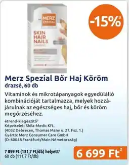 Benu Gyógyszertárak Merz Spezial Bőr Haj Köröm ajánlat