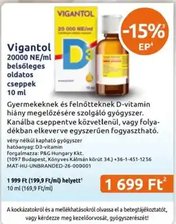 Benu Gyógyszertárak vigantol belseges oldatos csepp ajánlat