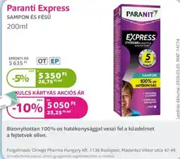 Kulcs Patika Paranit express sampon és fésű ajánlat