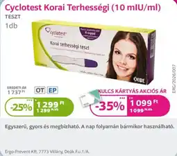 Kulcs Patika Cyclotest korai terhességi teszt ajánlat