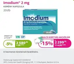 Kulcs Patika Imodium 2 mg kemény kapszula ajánlat