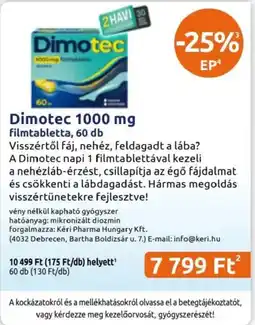 Benu Gyógyszertárak Dimotec 1000 mg ajánlat
