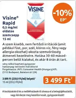 Benu Gyógyszertárak Visine rapid ajánlat