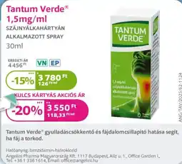 Kulcs Patika Tantum Verde szájnyálkahártyán alkalmazott spray ajánlat