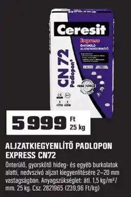 OBI Ceresit aljzatkiegyenlítő padlopon express cn72 ajánlat