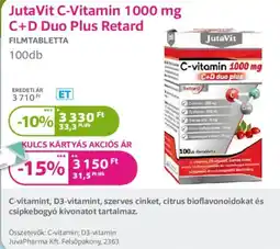 Kulcs Patika Jutavit c-vitamin 1000 mg c+d duo plus retard ajánlat