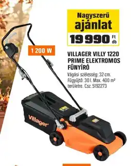 OBI Villager villly 1220 prime elektromos fűnyíró ajánlat