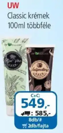 ÁRKLUB Uw classic krémek ajánlat