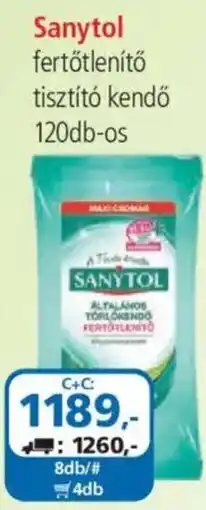 ÁRKLUB Sanytol fertotlenito tisztito kendő ajánlat