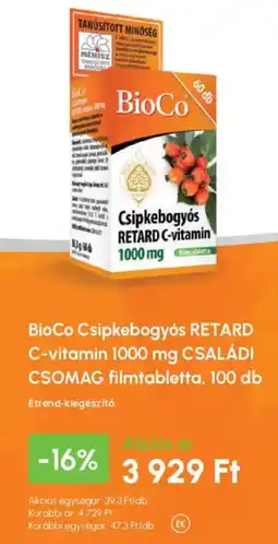 Alma Gyógyszertárak BioCo csipkebogyós retard c-vitamin ajánlat
