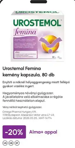 Alma Gyógyszertárak Urostemol femina ajánlat