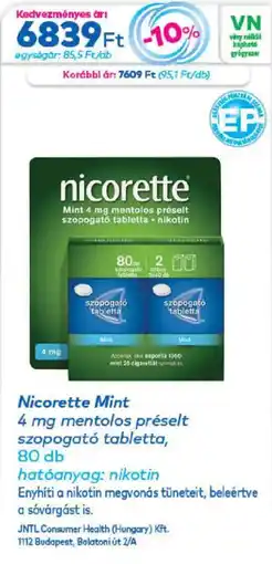 Gyöngy Patikák nicorette mint 4 mg mentolos preselt szopogato tabletta ajánlat