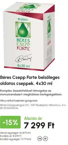 Alma Gyógyszertárak Béres csepp forte ajánlat
