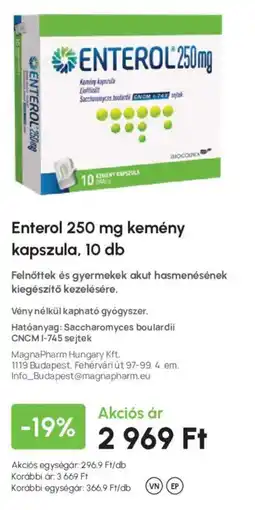 Alma Gyógyszertárak Enterol 250 mg kemény kapszula ajánlat