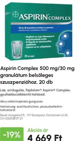 Alma Gyógyszertárak Aspirin complex ajánlat