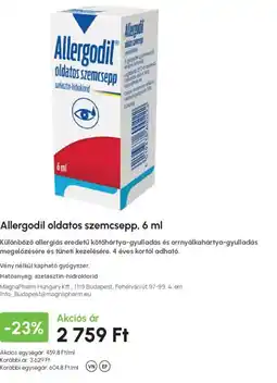 Alma Gyógyszertárak Allergodil oldatos szemcsepp ajánlat