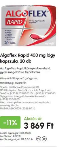 Alma Gyógyszertárak Algoflex rapid ajánlat
