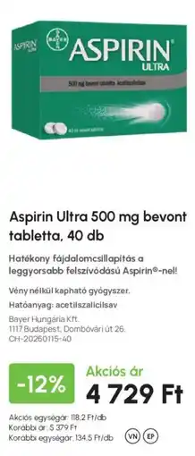 Alma Gyógyszertárak aspirin ultra ajánlat