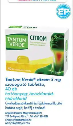 Gyöngy Patikák Tantum Verde citrom 3 mg szopogató tabletta ajánlat