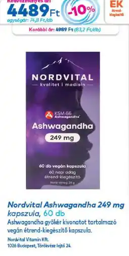 Gyöngy Patikák Nordvital Ashwagandha ajánlat