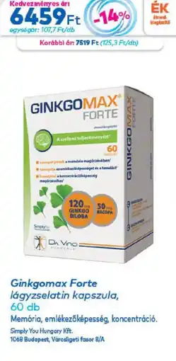 Gyöngy Patikák Ginkgomax forte ajánlat