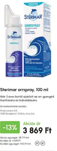 Alma Gyógyszertárak Sterimar orrspray ajánlat